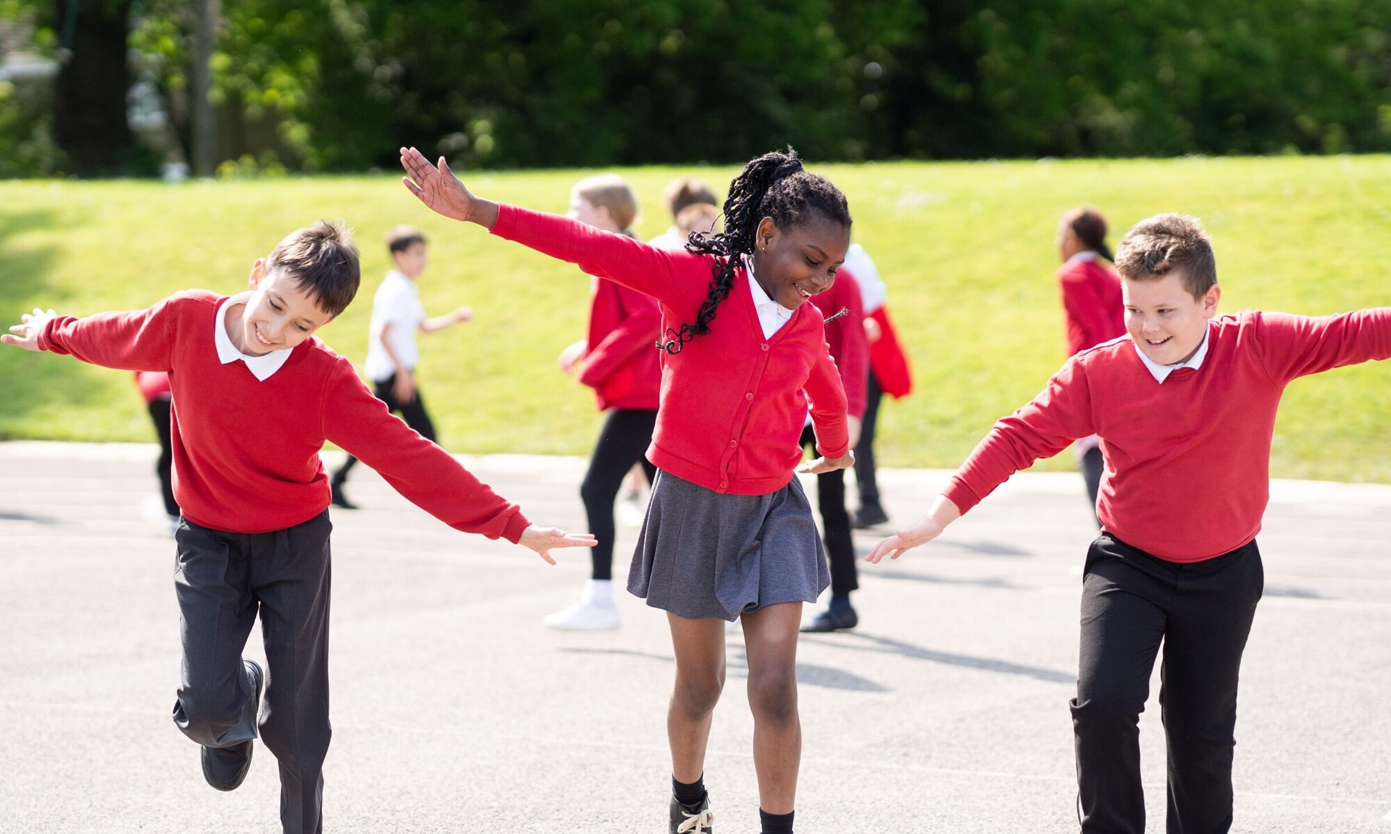 Students playing in playground